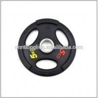 Bumper Competition Training Metal Ring Customized Logo Black PU Weight Plate