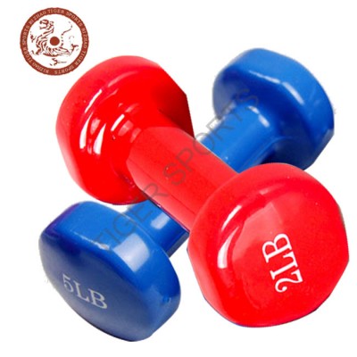 Colored Vinyl Coated hex iron dumbbell 1-10kg set