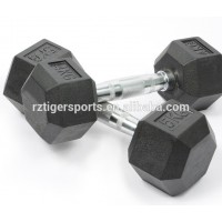 Black fixed rubber dumbbell