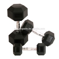 black rubber coated hex dumbbell kg set