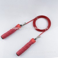 Rizhao tiger sports anti-slip handle adjustable Ball Bearing crossfit speed cable jump rope