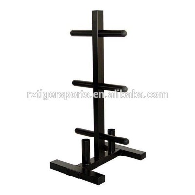 Barbell storage rack weight plate tree