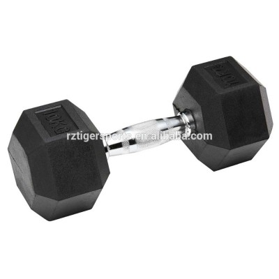 50kg barbell dumbbell set black rubber coated hex dumbbell set